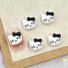 Hielo a través de Hello Kitty Dibujos Animados Accesorios para Uñas Lazo Rosa Cuero Negro Superficie Escarchada Gato KT DIY Usar Accesorios de Armadura