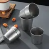 Taza de agua de acero inoxidable estilo coreano restaurante de barbacoa doble capa anti-quemaduras taza de té dorada taza para bebidas taza de cerveza
