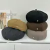 Boina de Lana Cálida Engrosada Nueva Otoño/Invierno 2026 para Mujer, Boina Octogonal Vintage, Sombrero de Calabaza Adelgazante, Moderno