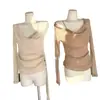 Top de Malha Laranja com Brilhos, Temperamento Fluido, Patchwork de Strass, Modelagem que Emagrece, Valoriza a Silhueta, Uma Alça, Gola Fluida, Manga Longa, Cor Damasco Café Claro, Algodão