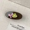 Corea del Sur exquisita moda lazo amor textura de pedrería pinza de pico de pato dulce linda clip para flequillo de princesa tocado