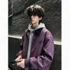 Moda Callejera Chaqueta Bomber de Otoño para Hombre Tacto de Alta Gama Solapa Chaqueta de Trabajo Calle Alta Americana Cuero PU Ropa de Motociclista