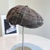 Gorra de Lana Estilo Retro Británico para Adelante Otoño e Invierno Gorra Pico de Pato para Hombres y Mujeres Pareja Patrón Vintage Gorra de Detective Moderna