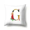 Funda de almohada de poliéster estampado de flor acuarela decoración de coche 26 letras inglesas funda de cojín para el hogar QTB14