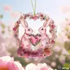 Dia dos Namorados Cisne Rosa Coelho Acrílico Plano 2D Chaveiro Acessórios para Retrovisor de Carro Pingente de Mochila