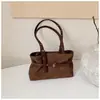 Bolsa Tote Casual Simples Shuai Mi Jia para o Trabalho Nova Moda Outono 2026 Bolsa de Ombro Vintage de Grande Capacidade