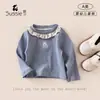 Camisa de Manga Longa para Meninas 2026 Nova Coleção Primavera Cores Dopamina Cor Sólida Manga Longa Estilo Doce Coreano Roupa Infantil