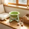 Comedero Elevado para Gatos con Forma de Flor de Cerámica Macaron con Protección para el Cuello, Base de Hierro Antiderrames, Comedero para Perros Antibarbo Negro