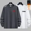 Moletom masculino de outono e inverno, corte solto, forrado com fleece, sem zíper, gola redonda, camiseta de manga longa, tamanho grande, moderno, versátil, confortável