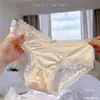 Bragas de seda de hielo sin costuras sexy huecas estilo deseo puro satén encaje para mujer cintura baja transpirables finas ropa interior triangular para mujer