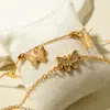 Joias de Estilo Europeu e Americano, Tornozeleira Multicamadas Borboleta Estilo Praia de Férias, Conjunto de Joias para Pé Vazado de Alta Qualidade Encrustado com Diamantes
