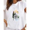 Camiseta de Talla Grande con Nuevo Patrón Geométrico Europeo y Americano Estampada Una Pieza Camiseta Base Casual con Letras Manga Corta para Mujer