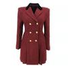 Vestido de Traje Rojo Talla Grande Primavera y Otoño Diseño Falda Plisada Francesa Cintura Estilo Dama Falda Profesional