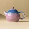 Tetera tallada de color morado degradado del fabricante para té, Set de té Kung Fu de alta gama, Tetera individual de cerámica, Hervidor de agua, Lámpara de conejo de jade, Tetera pequeña