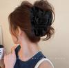 Pinza para el Cabello Grande de Lazo de Satén de Gama Alta para Mujer, Exquisita Pinza Plegada para la Parte Trasera de la Cabeza, Pinza de Tiburón