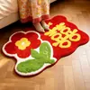 Tapetes Espessos para Mesinha de Cabeceira de Casamento, Tapetes de Chão para Entrada, Tapete Vermelho de Casamento, Tapetes de Casamento, Tapetes Domésticos Antiderrapantes com Palavras Felizes