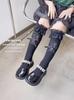Calcetines Finos de Verano para Niñas Calcetines de Encaje Lolita Princesa Malla con Encaje y Lazo Calcetines de Media Pantorrilla para Niñas