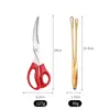 Tijeras de Barbacoa de Acero Inoxidable para Cocina Personalizadas, Tijeras Multifuncionales para Cortar Filetes de Bistec y Pollo, Set Especial para Cortar y Sujetar Alimentos