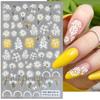 Pegatinas de uñas transfronterizas al por mayor ins primavera flor blanca pequeña girasol mariposa serie resistente delgada pegatinas adhesivas para uñas