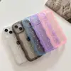 Funda de Resina Brillante con Borde Ondulado Adecuada para Funda de Teléfono Apple 16 Pro Max, Cubierta Protectora 17 Estrella, 15 Pro Funda Transparente, 11