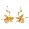 E14034 Exportación Para Marca Grande Exagerados Pendientes de Flor de Metal Estilo Retro Elegante de Moda Pendientes de Flor de Hoja Geométrica