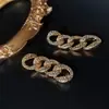 Brincos de Clipe para Orelha Não Perfurada Corrente Longa de Liga Leve com Strass Integral Transfronteiriços Brincos de Luxo Leve Femininos 2023 Nova Tendência Brincos de Vento Frio