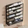 Suporte de Armazenamento de Arquivos, Pasta de Documentos para Mesa de Escritório, Armazenamento Multifuncional de Metal Montado na Parede, Estante de Livros de Parede Sem Furar