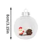 Bola de Natal Transparente de 8cm Mais Vendida no Exterior com Cena de Neve Embutida, Bola Redonda de Plástico para Decoração de Atmosfera Festiva, Enfeite de Natal
