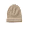 Gorro de cachemira para mujer, 100% cachemira pura, otoño e invierno, nuevo gorro de punto con vuelta de color sólido, cálido, al por mayor