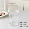 Café Retro Taza Rayada Vertical para Americano Helado Taza para Latte Cold Brew Vaso para Jugo Vidrio Resistente a Altas Temperaturas