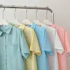 Camisa de Manga Corta de Color Sólido Simple Temperamental Holgada y Versátil Verano 2022 Nuevo Cárdigan con Solapa para Mujer Top de Moda