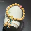 Pulseira de Cabacinha Esculpida Estilo Étnico com Pingente de Cabacinha Colorido e Contas de Abóbora Atacado