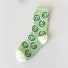 Meias Femininas de Meia-Cana Estilo Japonês Coreano Primavera e Outono Coração Smiley Crocodilo Meias Longas Verde Floresta Meias de Estudante