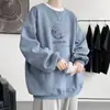 Sudadera unisex estilo americano de calle con estampado de letras, cuello redondo, corte holgado, hombros caídos, tejido pesado, perfecta para parejas, top versátil para primavera y otoño