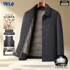 Abrigo de lana para hombre para otoño e invierno con forro extraíble, adecuado para padres de mediana edad y mayores, estilo de negocios, chaqueta de lana de doble cara con cuello de solapa