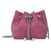 Bolso de noche 2026 nuevo con cordón tachonado de diamantes para mujer, bolso cruzado totalmente de diamantes, bolso cubo brillante de cadena de diamantes versátil de nicho para mujer