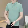 Camiseta tipo polo de manga corta para hombre, negocio mayorista transfronterizo, fresca para el verano, de alta gama, con cuello, simple, fina, de media manga