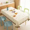 Toalha de Mesa Desenho Animado, Sem Lavagem, Impermeável, À Prova de Óleo, Resistente ao Calor, Estilo Dopamina Creme, Toalha de Mesa Retangular, Protetor de Mesa, Chá