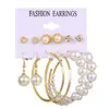 Set de Aretes de Aro con Perlas para Mujer Pendientes Geométricos Pendiente Círculo