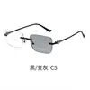 Nuevas Gafas de Sol de Moda Sin Marco con Diamantes, Gafas de Sol Metálicas Retro, Gafas de Sol con Protección UV que Cambian de Color, Modernas