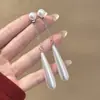 Brincos de Pérola com Franja Gota D'água Minimalistas e Únicos Clássicos Franceses de Nicho, Doces, Elegantes, Modernos e Frescos