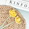 Flor Rosa Tulipa Estilo Europeu Artificial Xiao Jiao Flor Enrolada DIY Flor de Seda Flor Artificial Acessórios de Casamento Tecido Floral