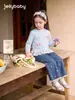 Camiseta de Manga Larga para Niñas Jellybaby Estilo Francés Ropa de Otoño para Niños 5 Años 2026 Nuevo Otoño Ropa de Bebé