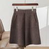 Otoño e invierno 2023 Nuevos pantalones cortos de lana para mujer de cintura alta adelgazantes de tres cuartos color liso tejido exterior pantalones cortos gruesos