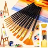 Set de Pinceles de Nylon para Cabello Gouache Pintura al Óleo Transfronterizo Mango de Plástico 12 Pinceles en Forma de Abanico para Niños DIY Arte Pincel Pincel