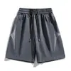 Shorts Esportivos Masculinos de Seda Gelo Color Block Estilo Americano, Finos, Largos, Versáteis, de Secagem Rápida, Respiráveis, Calças Casuais de Cinco Pontos
