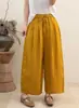 Pantalones Rectos de Lino Lyocell Estilo Nuevo de Verano, Pantalones Casuales Sueltos de Cintura Elástica Vintage Nuevo de Verano Venta al por Mayor