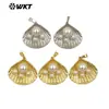 WT-JP399 Nuevo Diseño Único de Cuentas de Concha Perla Sintética Latón Plata Accesorios de Collar Colgante