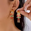 Novo Quebra-Nozes de Natal Europeu e Americano Brilhante Colorido Liga de Diamante Estilo Doce Brincos e Colar Versátil Festa Presente de Feriado
