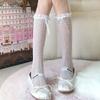 Meias de Cano Longo Femininas de Verão Finas Estilo Lolita Ballet Jk com Laço